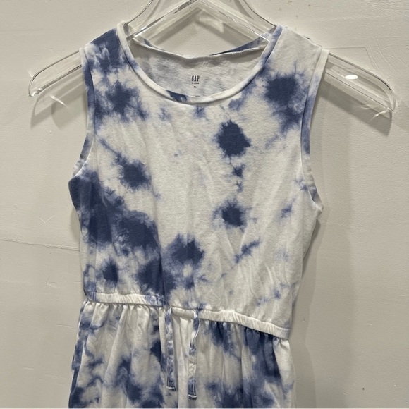 Gap Kids Tie Dye Sleeveless Dress Drawstring Waist Size XL Blue White - Picture 3 of 9
